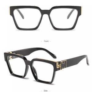 Luxury Brand Men Designer Square Sunglasses Gold Black Silver